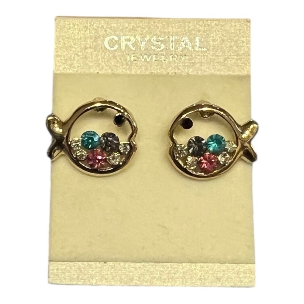 Fish Crystal Gold Earrings